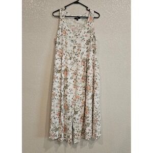 FRYE Sleeveless Dress Button Front Floral Midi Dress w/Side Pockets Sz M Cottage